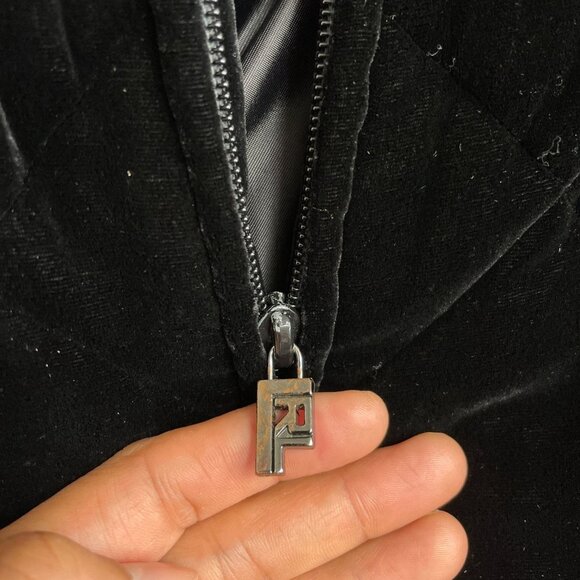 Lauren Ralph Lauren Silk Blend Women's M Black Quilted Velvet Full Zip Jacket - Picture 11 of 13